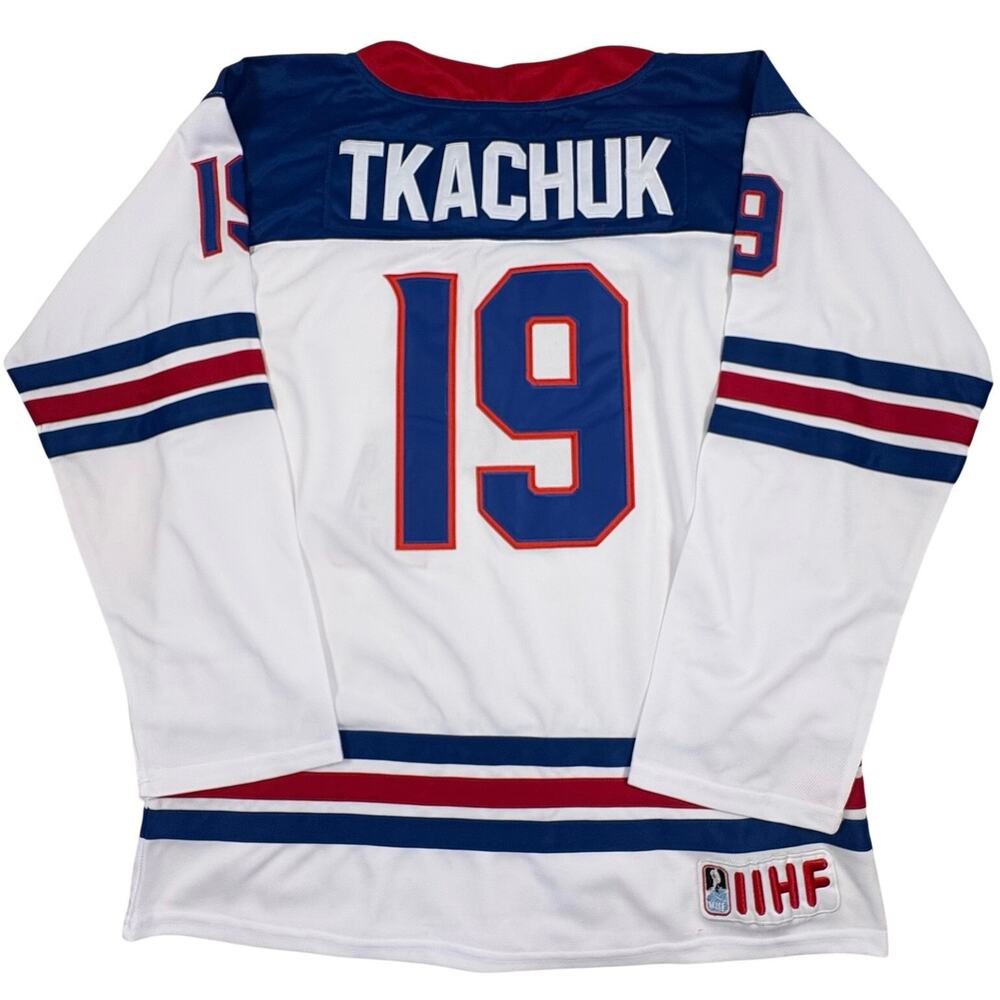 Nike Team USA Matthew Tkachuk #19 Hockey Jersey Men's L White NWOT